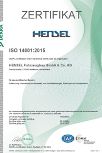 Umweltmanagement ISO 14001 - HENSEL Fahrzeugbau