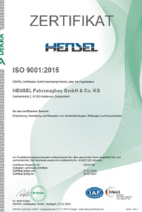 Qualitätssicherung ISO 9001 - HENSEL Fahrzeugbau