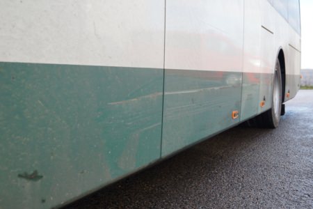 Seitenschaden links instandsetzen - OVF, Ort/Kunde: Omnibusverkehr Franken GmbH, Fahrzeug: Linienbus  IVECO, Typ: Reparatur