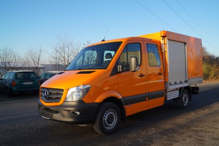 Umbau Pritsche - Straßenmeisterei Tauberbischofsheim, Ort/Kunde: Straßenmeisterei, Fahrzeug: MB Sprinter 316 CDI DOKA, Typ: Pritschenaufbau - HENSEL Fahrzeugbau - Auslieferung Kundenfahrzeug